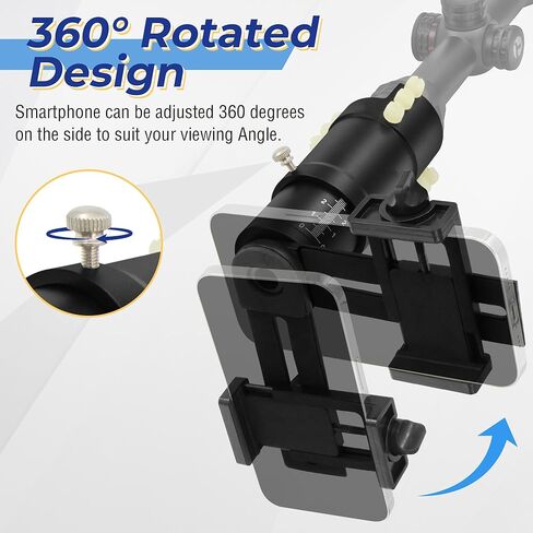 Rifle Scope Mount Upgrated Camera Adapter - All Aluminum 360 Degree Rotated Design Smartphone Mount for Outdoor Hunting Birding Photography - Adjustable for Eye Relief Diameter of 33-41mm in Saudi Arabia