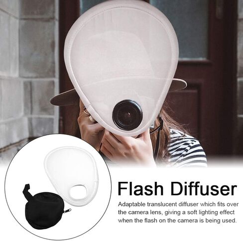 Camera Flash Diffuser with Storage Bag, Adjustable Translucent Diffusers fits Over The Camera Lens, Portable Foldable Speedlight Flash Diffuser Reflector(Color:White - 1 pc) in Kuwait