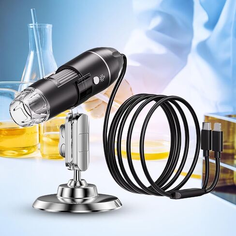 USB Digital Microscope with Stand for iOS 10.0+ for for Android 6.0+, 1500x-3000x 8 LED Magnification Portable Electronic Microscope-3PCS in Kuwait