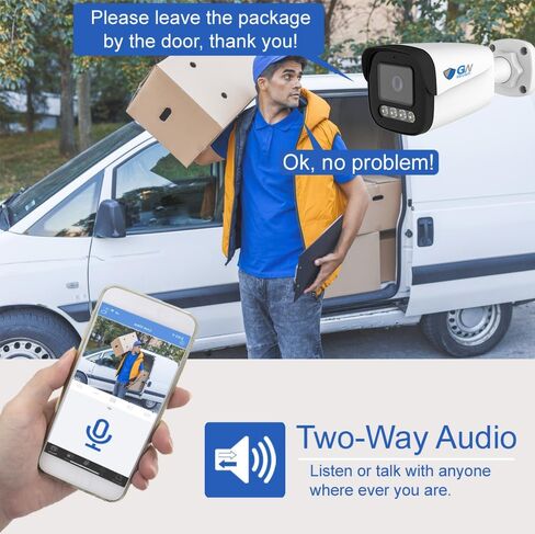 كاميرا GW Security 6K 12MP TAA & NDAA، صوت ثنائي الاتجاه، ألوان كاملة ليلاً ونهارًا، التعرف على الوجه الداخلي والخارجي، رؤية ليلية ملونة طوال الوقت، PoE IP Bullet Security (GW1262801T) in Kuwait