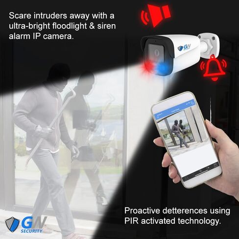 كاميرا GW Security 6K 12MP TAA & NDAA، صوت ثنائي الاتجاه، ألوان كاملة ليلاً ونهارًا، التعرف على الوجه الداخلي والخارجي، رؤية ليلية ملونة طوال الوقت، PoE IP Bullet Security (GW1262801T) in Kuwait