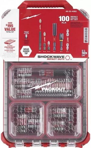 48-32-4082 مع مجموعة لقمة التشغيل ذات التأثير المؤثر SHOCKWAVE - 100 قطعة، لميلووكي in Kuwait