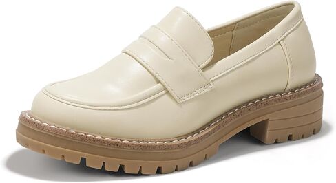 IDIFU IN2 Womens Platform Loafers Chunky Penny Heeled Loafer Lug Sole Slip On Closed Toe Dress Shoes for Women Dressy Comfortable Work Office Business Casual Loafers Shoes in Saudi Arabia