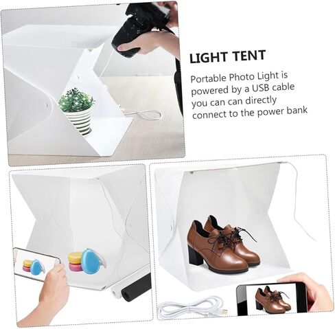 20cm Mini Portable LED Light Tent Photography Softbox with 4 Colored Backdrops Foldable Photo Box for Studio and Product Shooting in Saudi Arabia