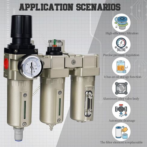 Upgraded 3/4" NPT Industrial Air Dryer for Compressor, 3 Stage Air Compressor Water Separator System, Particulate Filter, Coalescing Filter, Desiccant Dryer & Air Regulator,Auto Drain in Saudi Arabia