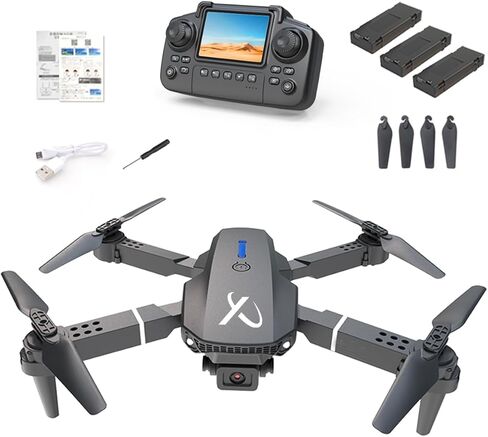 طائرة بدون طيار Falcon X 4K مع جهاز تحكم عن بعد، طائرة رباعية المروحية FPV قابلة للطي مع كاميرا واسعة الزاوية، 3 بطاريات وحقيبة - طائرة بدون طيار سهلة الطيران للمبتدئين والمتحمسين in Kuwait