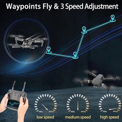 طائرة بدون طيار Falcon X 4K مع جهاز تحكم عن بعد، طائرة رباعية المروحية FPV قابلة للطي مع كاميرا واسعة الزاوية، 3 بطاريات وحقيبة - طائرة بدون طيار سهلة الطيران للمبتدئين والمتحمسين in Kuwait