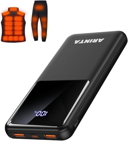 Power Bank Portable Charger 10000mah PD 22.5W ، حزمة بطارية نحيفة مع شاشة LED وإدخال/إخراج USB-C ، متوافق مع iPhone 16 15 14 13 12 ، Galaxy S24 23 22 21 ، أقراص. ، إلخ (أسود) in Kuwait