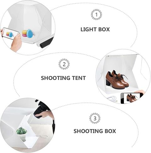 NUOBESTY Portable 20cm Mini Photo Box Light Tent with 6 Backdrop Colors, Folding LED Photography Soft Light Setup for Product and Jewelry Photography in Saudi Arabia