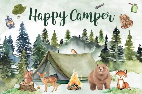 10x8ft Forest Tent Camping Decorations Backdrop Bonfire Campfire Camping Background Camp Adventure Nature Scenery Camper Travel Outdoor Classroom Birthday Party Banner Photo Booth in Kuwait