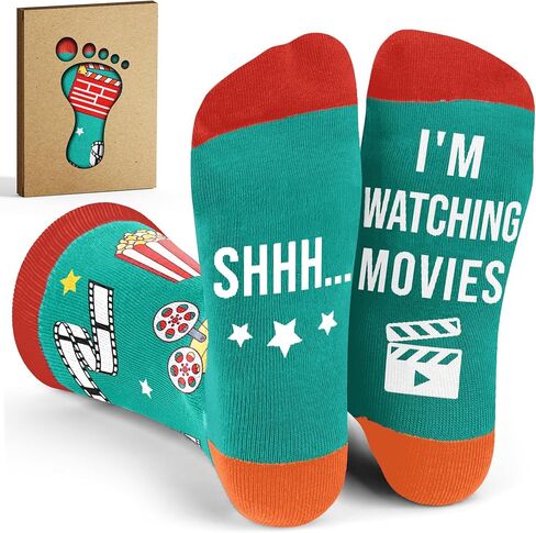 Movie Lover Gifts - Christmas Socks for Women, Funny and Horror Themed Gifts, Ideal for Movie Nights, Theater Gift, Perfect as Women's Stocking Stuffers, Unique Halloween Night Presents in Kuwait