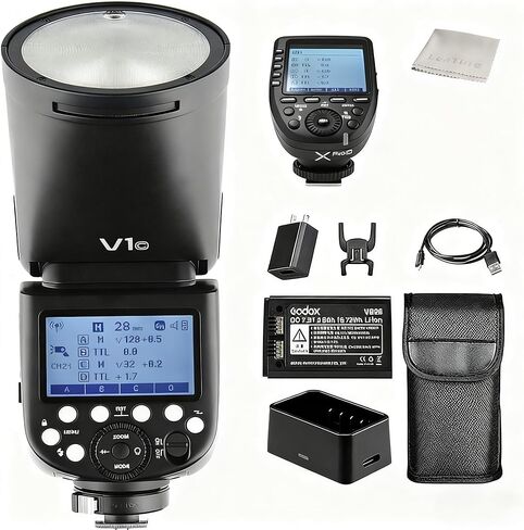 نظام Godox V1-C & XPro-C الكامل TTL اللاسلكي لكاميرا Canon، فلاش على الكاميرا ومجموعة تشغيل خارج الكاميرا، جهاز تحكم عن بعد 2.4 جيجا مع وظيفة TTL كاملة in Saudi Arabia