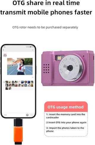 كاميرا رقمية، كاميرا سفر HD 2MP 1080P، قابلة لإعادة الشحن من النوع C، تصميم مضغوط، شاشة ملونة، لتسجيل الحياة في الحرم الجامعي in Kuwait
