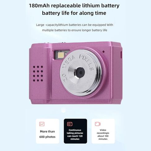 كاميرا رقمية، كاميرا سفر HD 2MP 1080P، قابلة لإعادة الشحن من النوع C، تصميم مضغوط، شاشة ملونة، لتسجيل الحياة في الحرم الجامعي in Kuwait