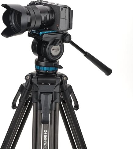 Benro Carbon-Fiber Lightning Lock Video Tripod Kit with KH Fluid Head, 60 mm Bowl, Mid-Level Spreader & Convertible Feet (C572LLKH) in Saudi Arabia