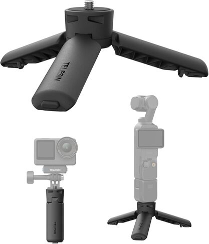 TELESIN حامل ثلاثي صغير ومقبض لـ DJI Osmo Pocket 3، مقبض حامل سطح المكتب مع برغي 1/4 بوصة، فتحة بنقرة واحدة ووصلة 3 أرجل ومضادة للقرص، كاميرا عمل عملية/الهاتف الخلوي/ملحقات الأجهزة الرقمية in Saudi Arabia