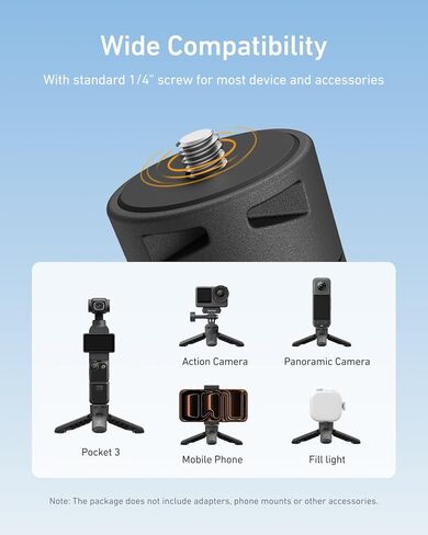 TELESIN حامل ثلاثي صغير ومقبض لـ DJI Osmo Pocket 3، مقبض حامل سطح المكتب مع برغي 1/4 بوصة، فتحة بنقرة واحدة ووصلة 3 أرجل ومضادة للقرص، كاميرا عمل عملية/الهاتف الخلوي/ملحقات الأجهزة الرقمية in Saudi Arabia