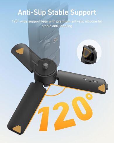 TELESIN حامل ثلاثي صغير ومقبض لـ DJI Osmo Pocket 3، مقبض حامل سطح المكتب مع برغي 1/4 بوصة، فتحة بنقرة واحدة ووصلة 3 أرجل ومضادة للقرص، كاميرا عمل عملية/الهاتف الخلوي/ملحقات الأجهزة الرقمية in Saudi Arabia