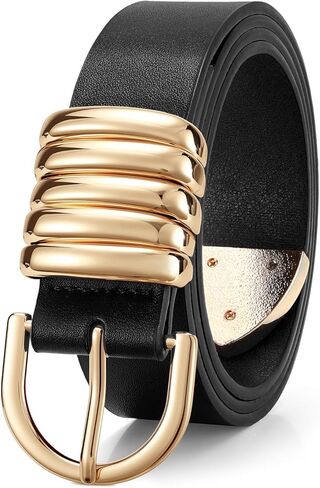 JASGOOD Women leather Belt Fashion Ladies Waist Belt for Jeans Pants Dress Vintage Western Belt with Gold Buckle in Saudi Arabia