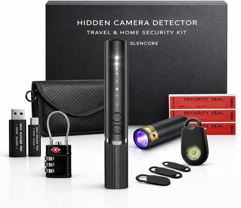 Hidden Camera Detector by Silencore – Travel Privacy Protection Kit for Hotels & Airbnb, Office | Spy Camera Detection, GPS Tracker Detector, USB Data Blocker, Faraday Bag, TSA Lock & Safety Alarm in Saudi Arabia
