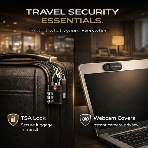 Hidden Camera Detector by Silencore – Travel Privacy Protection Kit for Hotels & Airbnb, Office | Spy Camera Detection, GPS Tracker Detector, USB Data Blocker, Faraday Bag, TSA Lock & Safety Alarm in Saudi Arabia