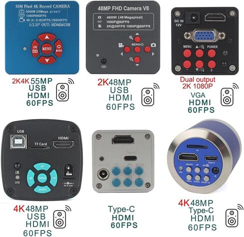 IMX307 48MP 50MP 4K HDMI USB C-Mount كاميرا فيديو مجهر صناعية للهاتف PC PCB IC لحام إصلاح in Kuwait
