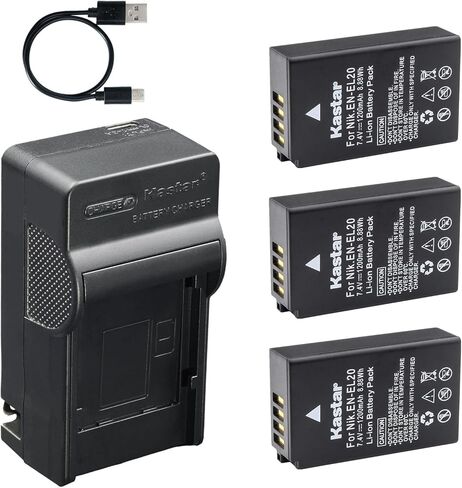 Kastar 2-Pack Battery and AC & USB-C Charger, Compatible with Nikon EN-EL20 EN-EL20a, Coolpix P950 P1000 P1100, Coolpix A, Nikon 1 AW1 J1 J2 J3 S1 V3, DL24-500, Blackmagic Pocket Cinema Camera in Saudi Arabia