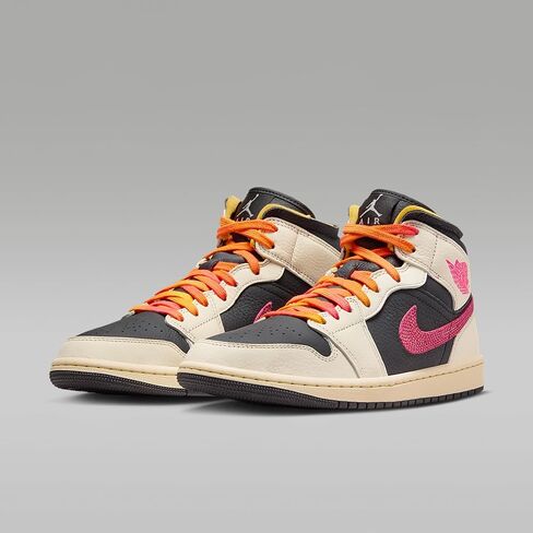حذاء Air Jordan 1 Mid SE Edge للنساء (عاجي شاحب/أسود/موسلين/وردي متسابق) in Kuwait