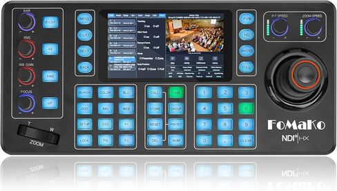 FoMaKo NDI PTZ Camera Controller KC608N – 5.5" Capacitive Touchscreen, 4K Preview, 4D Hall Joystick, PoE, VISCA/Pelco/NDI HX Support – for Church, Worship, Education, Conference & Live Events in Saudi Arabia