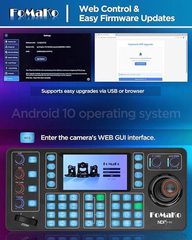 FoMaKo NDI PTZ Camera Controller KC608N – 5.5" Capacitive Touchscreen, 4K Preview, 4D Hall Joystick, PoE, VISCA/Pelco/NDI HX Support – for Church, Worship, Education, Conference & Live Events in Saudi Arabia