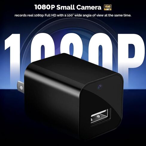 شاحن USB لكاميرا تجسس مخفية بدقة 1080 بكسل - كاميرا مراقبة WiFi سرية مع مستشعرات للحركة ورؤية ليلية واتصال بالتطبيقات لمراقبة المنزل in Kuwait
