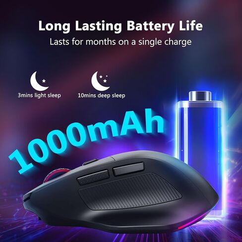 فأر ألعاب لاسلكية مريحة للأيدي الكبيرة ، و modes ثلاثية الجيجاهرتز/Bluetooth/سلكية RGB القابلة لإعادة الشحن مع الأزرار الجانبية ، 12800 نقطة في البال in Saudi Arabia
