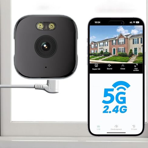 2K Window Surveillance Camera Indoor, 3MP WiFi 2.4GHz Security Camera with Infrared Night Vision, AI Motion Detection, Adhesive Mount for Apartments and Rentals, Cloud or Local Storage in Saudi Arabia
