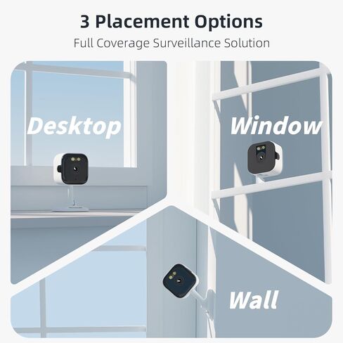 2K Window Surveillance Camera Indoor, 3MP WiFi 2.4GHz Security Camera with Infrared Night Vision, AI Motion Detection, Adhesive Mount for Apartments and Rentals, Cloud or Local Storage in Saudi Arabia