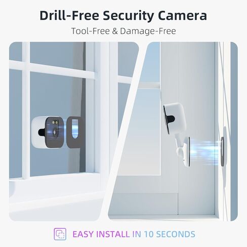 2K Window Surveillance Camera Indoor, 3MP WiFi 2.4GHz Security Camera with Infrared Night Vision, AI Motion Detection, Adhesive Mount for Apartments and Rentals, Cloud or Local Storage in Saudi Arabia