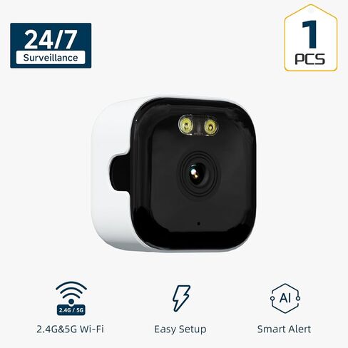2K Window Surveillance Camera Indoor, 3MP WiFi 2.4GHz Security Camera with Infrared Night Vision, AI Motion Detection, Adhesive Mount for Apartments and Rentals, Cloud or Local Storage in Saudi Arabia