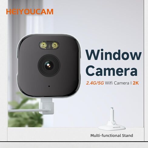 2K Window Surveillance Camera Indoor, 3MP WiFi 2.4GHz Security Camera with Infrared Night Vision, AI Motion Detection, Adhesive Mount for Apartments and Rentals, Cloud or Local Storage in Saudi Arabia
