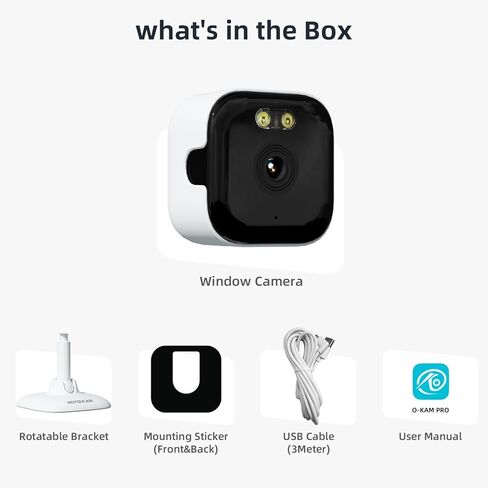 2K Window Surveillance Camera Indoor, 3MP WiFi 2.4GHz Security Camera with Infrared Night Vision, AI Motion Detection, Adhesive Mount for Apartments and Rentals, Cloud or Local Storage in Saudi Arabia