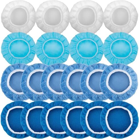 20PCS Car Orbital Buffer Polisher Pad Bonnet Set, 5-6 Inch Polishing Buffing Pads Bonnet Buffing Pad Cover, Microfiber Buffer Pads, Polisher Pads, Car Accessories for Polishing, Waxing and Cleaning in Saudi Arabia
