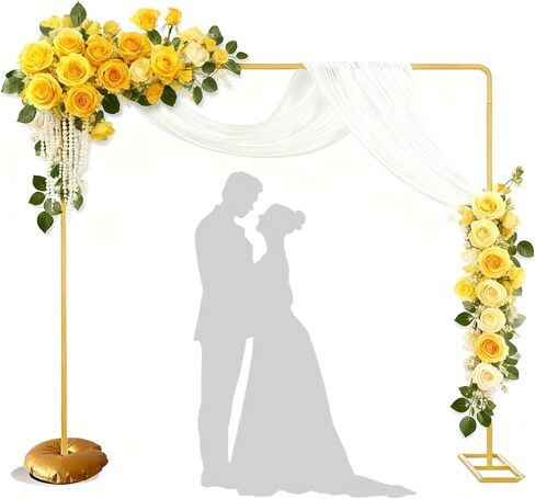6.6FT Wedding Square Backdrop Stand Gold Wedding Arch Backdrop Stand for Wedding Party, Valentine's Day, Birthday, Anniversary, Baby Shower Support Decorations in Saudi Arabia