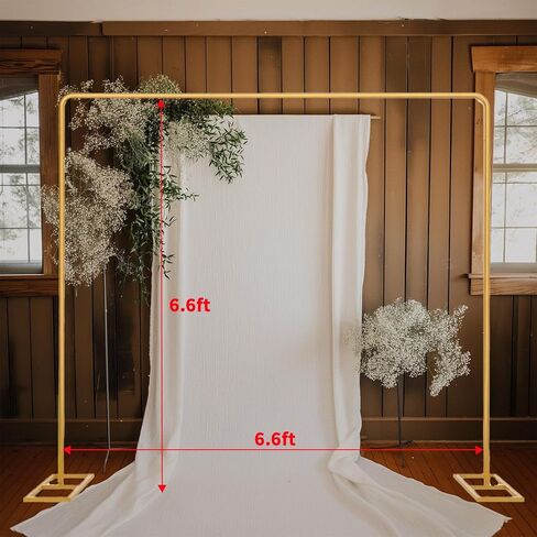 6.6FT Wedding Square Backdrop Stand Gold Wedding Arch Backdrop Stand for Wedding Party, Valentine's Day, Birthday, Anniversary, Baby Shower Support Decorations in Saudi Arabia