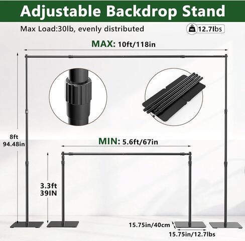 Photo Backdrop Stand Heavy Duty, Adjustable 10*8ft Back Drop Stand for Party, Sturdy Pipe and Drape Stand, Versatile Flower Wall Backdrop Frame for Wedding, Baby Shower, Birthday, Trade Shows in Saudi Arabia