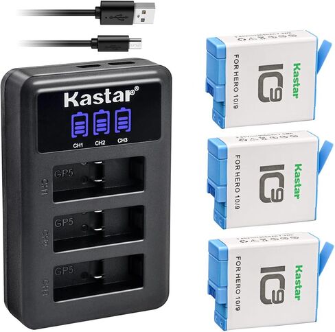 Kastar LCD Triple USB Battery Charger Compatible with GoPro ADBAT-001 ADDBD-001 Battery, GoPro HERO10 Hero 10 Black Edition, GoPro HERO9 Hero 9 Black Edition Action Camera in Saudi Arabia