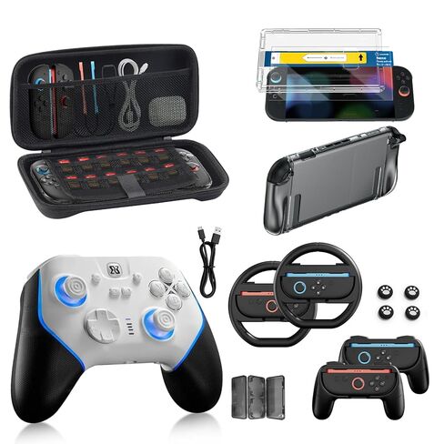 Switch 2 Slim Carrying Case Accessories for Nintendo, 11-in-1 Travel Bundle: Glass Screen Protector, Dockable Protective Cover Hard Shell Thumb Grip for Joycon Controller 2025 Switch2 Console Game Kit in Kuwait