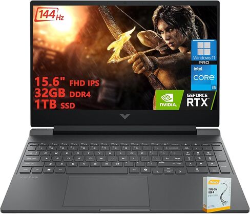 HP - Victus كمبيوتر محمول للألعاب مقاس 15.6 بوصة - AMD Ryzen 5 7535HS - ذاكرة 8 جيجابايت - NVIDIA GeForce RTX 2050-512GB SSD - فضي ميكا in Saudi Arabia