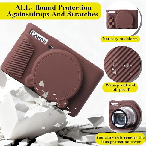 حافظة لكاميرا Canon PowerShot SX740/SX730 hs، واقي من السيليكون الناعم مع غطاء عدسة قابل للإزالة، ملحقات كاميرا Canon SX740 hs (غطاءان من الزجاج المقسى، 1 حزام معصم ساحر) in Saudi Arabia
