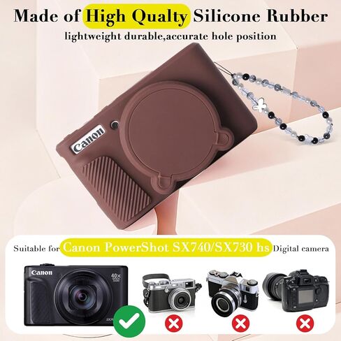 حافظة لكاميرا Canon PowerShot SX740/SX730 hs، واقي من السيليكون الناعم مع غطاء عدسة قابل للإزالة، ملحقات كاميرا Canon SX740 hs (غطاءان من الزجاج المقسى، 1 حزام معصم ساحر) in Saudi Arabia