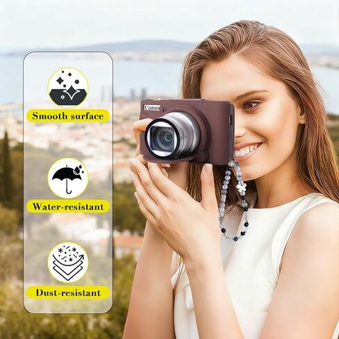 حافظة لكاميرا Canon PowerShot SX740/SX730 hs، واقي من السيليكون الناعم مع غطاء عدسة قابل للإزالة، ملحقات كاميرا Canon SX740 hs (غطاءان من الزجاج المقسى، 1 حزام معصم ساحر) in Saudi Arabia