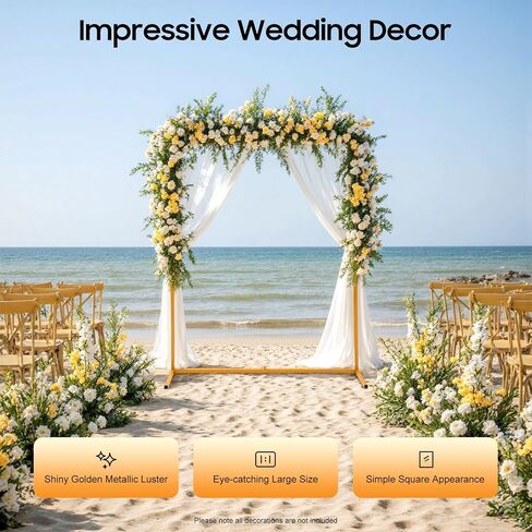 Wedding Square Arch Stand, 6.6FT White Balloon Backdrop Arch Stand with Base Pipes Kit, Square Metal Frame Wedding Photo Background Decoration for Birthday Ceremony in Saudi Arabia
