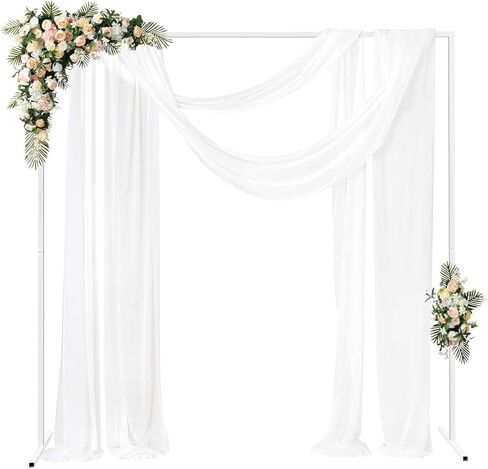 Wedding Square Arch Stand, 6.6FT White Balloon Backdrop Arch Stand with Base Pipes Kit, Square Metal Frame Wedding Photo Background Decoration for Birthday Ceremony in Saudi Arabia